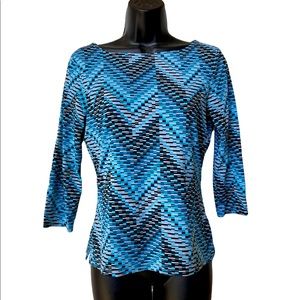 The Limited blue/gray/black Sz S blouse, 3/4 sleeves